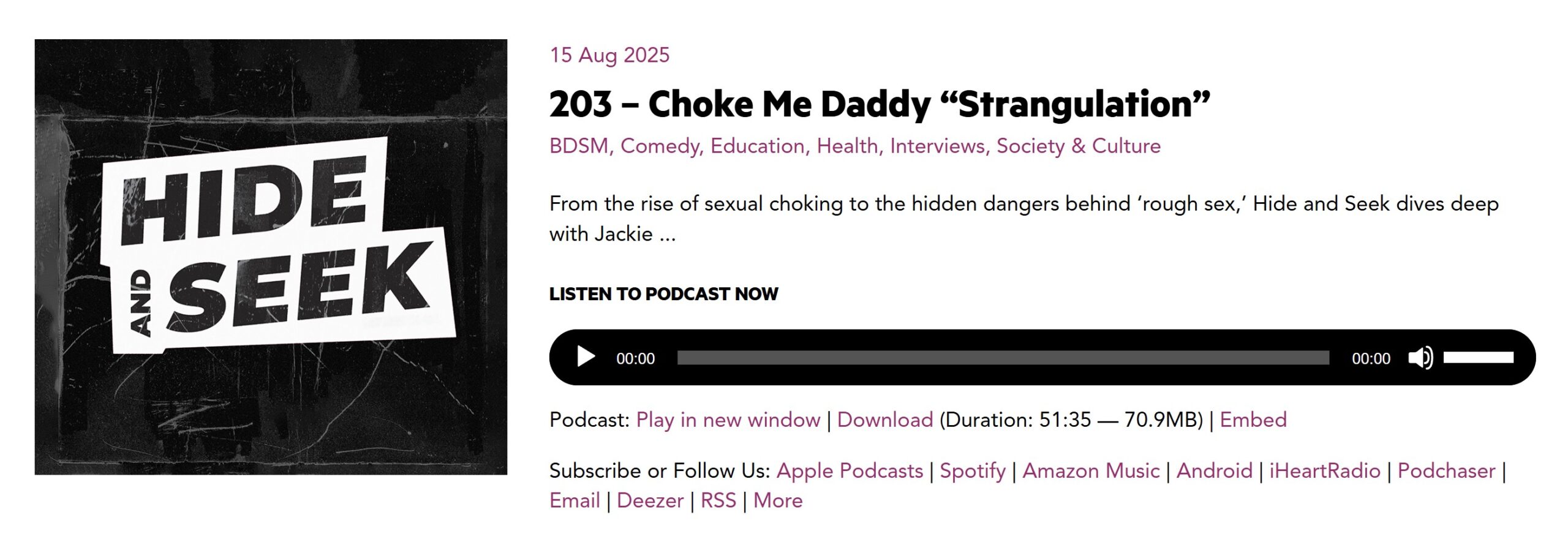 JOYFM Choke Me Daddy “Strangulation”